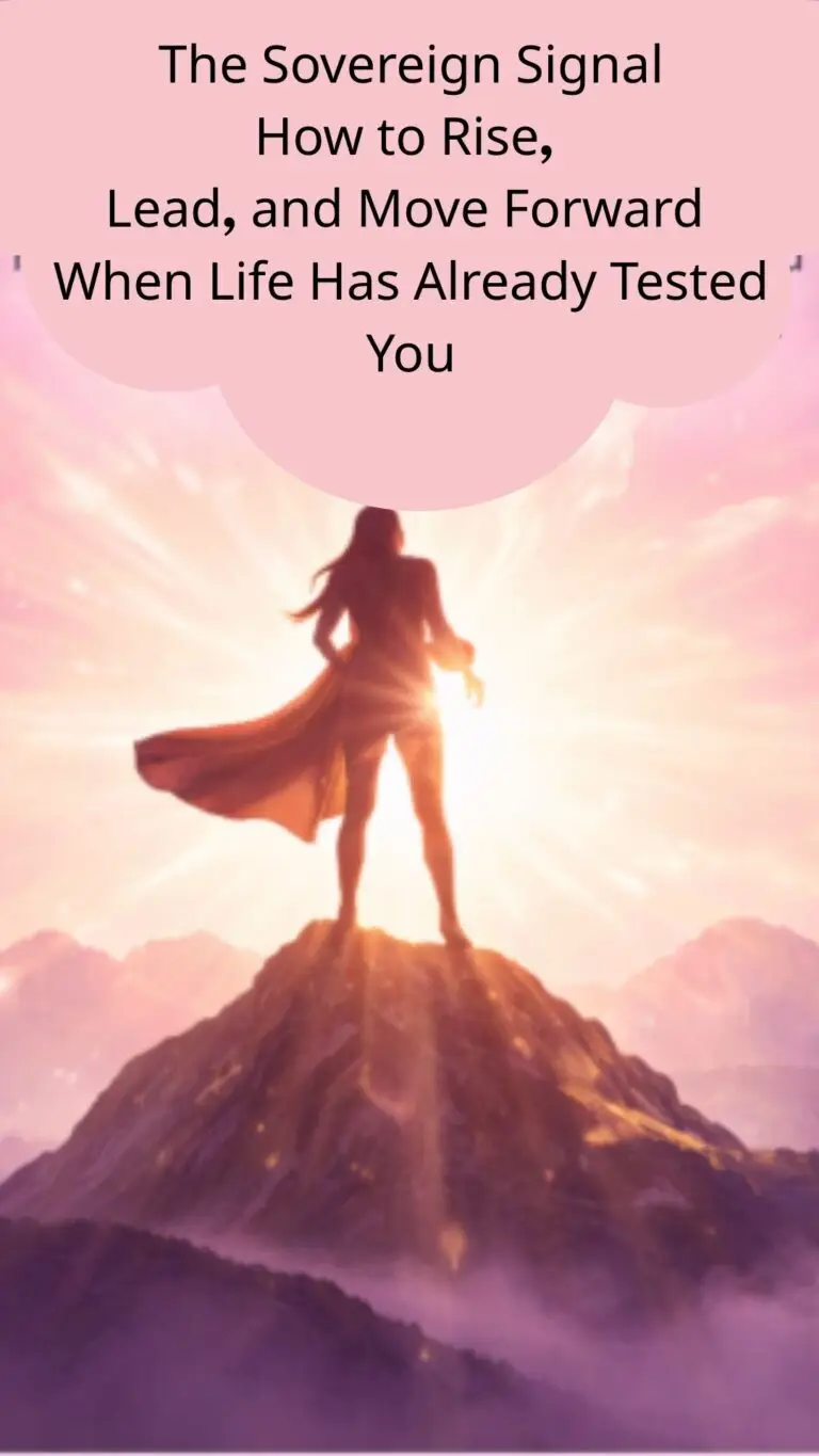 A pink and gold-toned image of a figure standing confidently on elevated ground with light behind them, symbolizing resilience, leadership, and forward momentum.