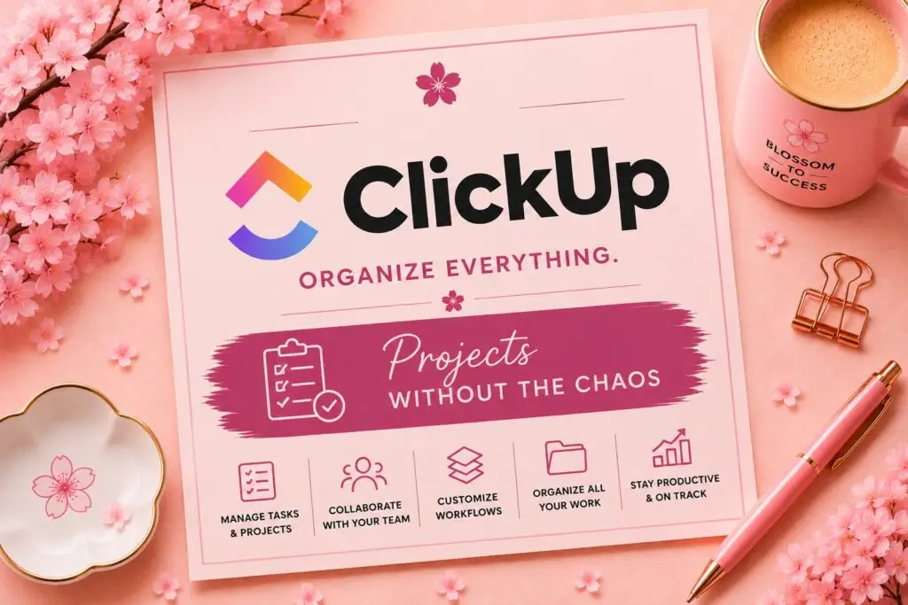 Clickup project management software for task tracking, workflows, team collaboration, and business organization.