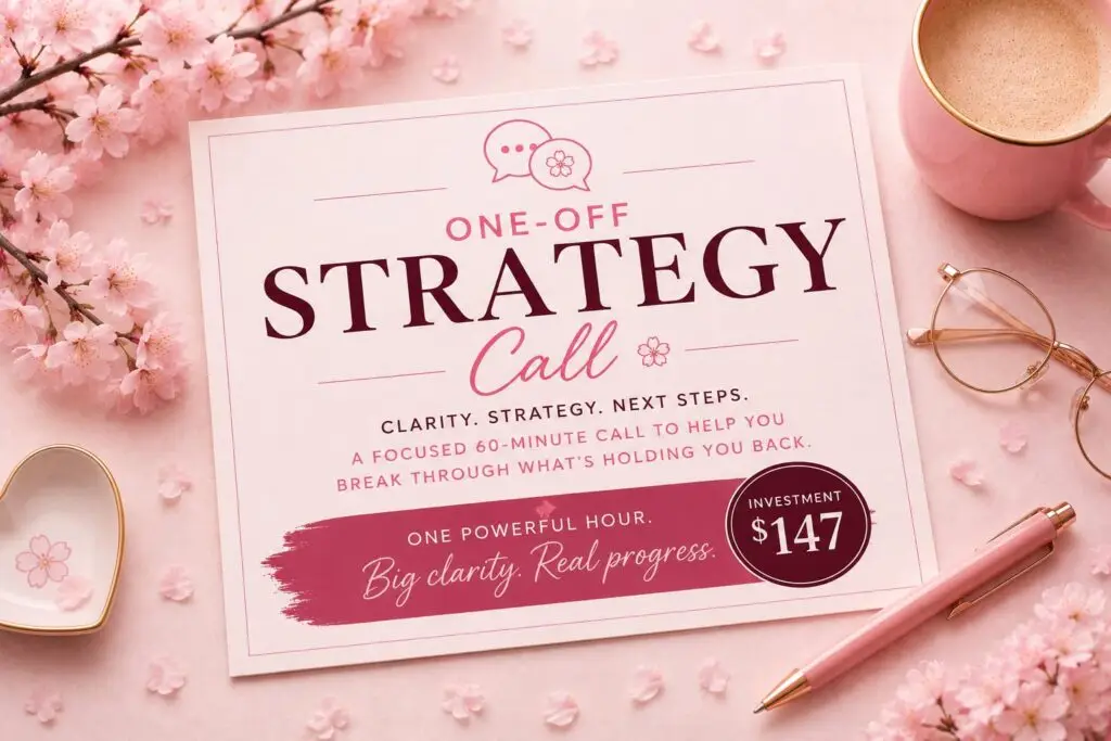 One-on-one business strategy call with karen hewitt for clarity, visibility, branding, positioning, and growth planning.