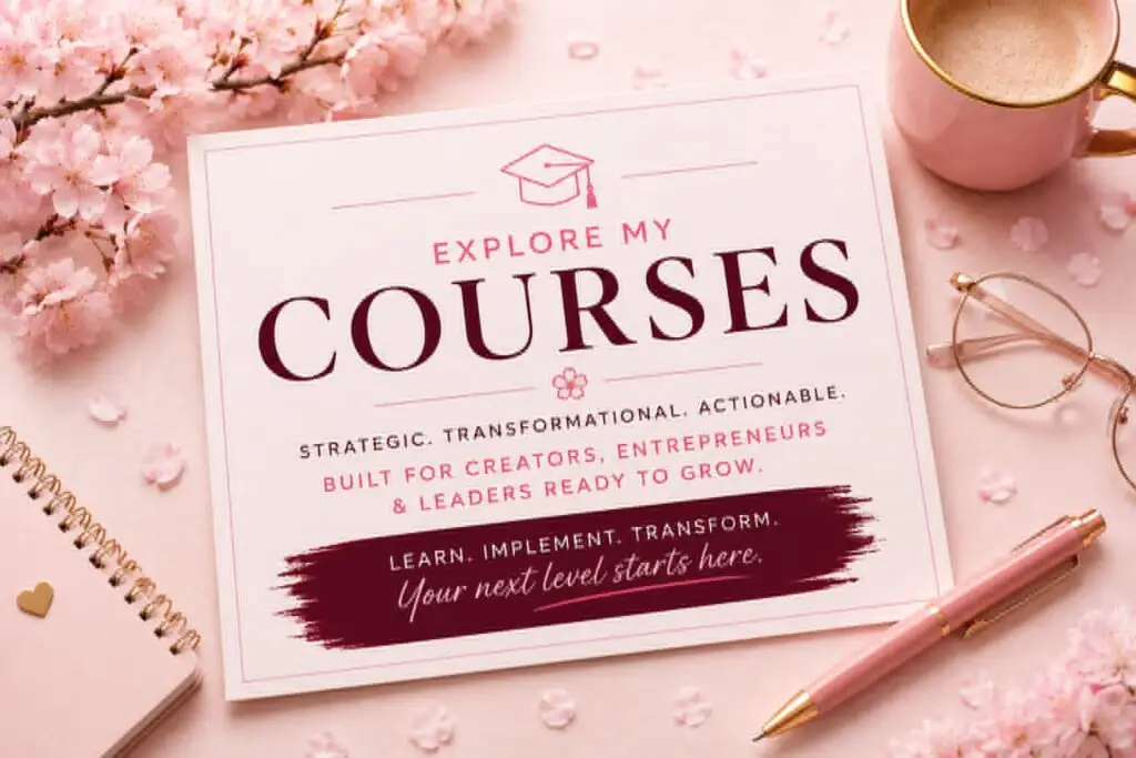 Online courses and business training resources from karen hewitt covering visibility, branding, ai, social media strategy, and entrepreneurship.