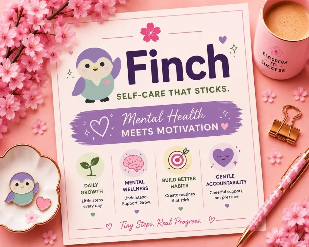 Finch self-care app designed to support mental wellness, habit tracking, motivation, and personal growth.