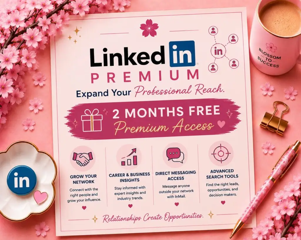 Linkedin premium membership offering advanced networking tools, professional insights, messaging features, and career development resources.